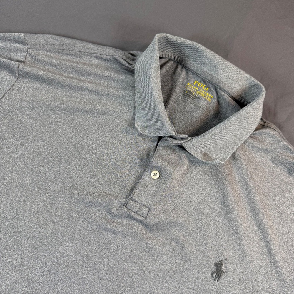 Polo Ralph Lauren Mens 2XL Gray Performance Stretch Short Sleeve Polo Shirt